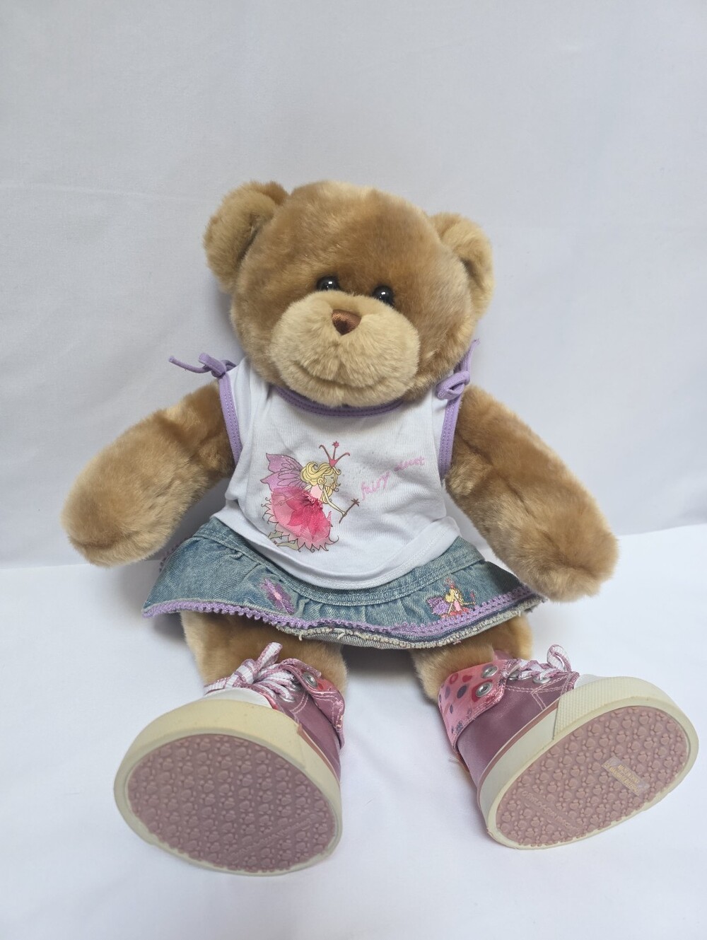 Build-A-Bear 15" Teddy Bear Fairy Outfit Denim Skirt Pink BABW Shoes